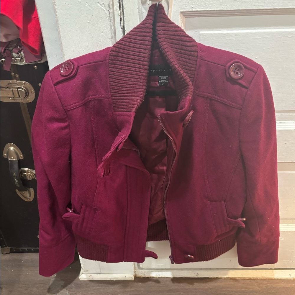 Apostrophe Deep Red Bomber Jacket